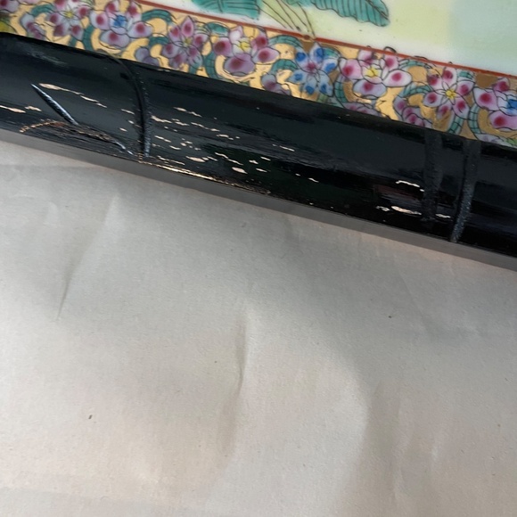 Framed Vintage Chinese Famille Rose Porcelain Plaque in Bamboo Style Frame - Picture 3 of 7